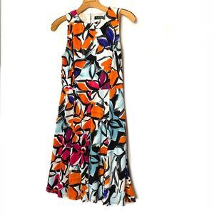 Ralph Lauren Dress Size 4 Petite Brushstroke Print Knee  Length Sleeveless